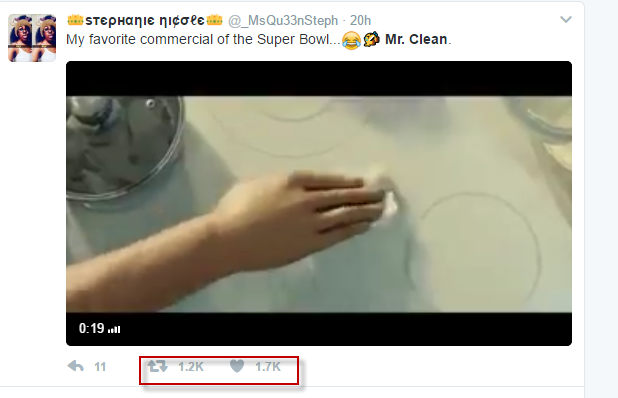 Mr. Clean Super Bowl LI Commercial Twitter Love